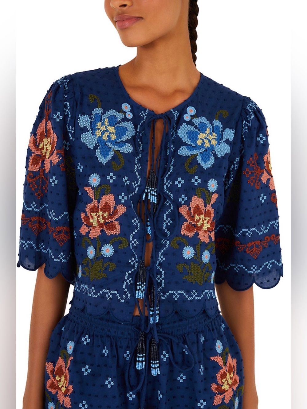 FARM Rio Stitched Garden Swim Cover-Up Top